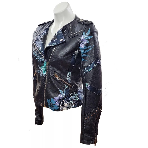 Blanknyc painted Floral Leather Jacket Sm - Picture 3 of 13